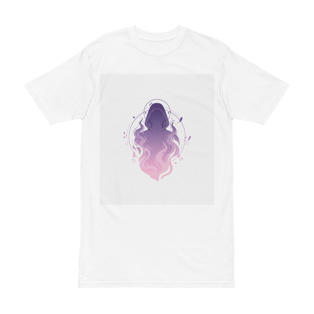 Mystic Hooded Silhouette T-Shirt  Purple to Pink Gradient Graphic Tee 100% combed ring-spun cotton