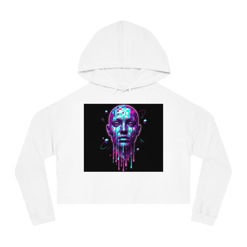 Cropped Hoodie  Neon Cyberpunk Drip Head Graphic (80% cotton / 20% polyester)
