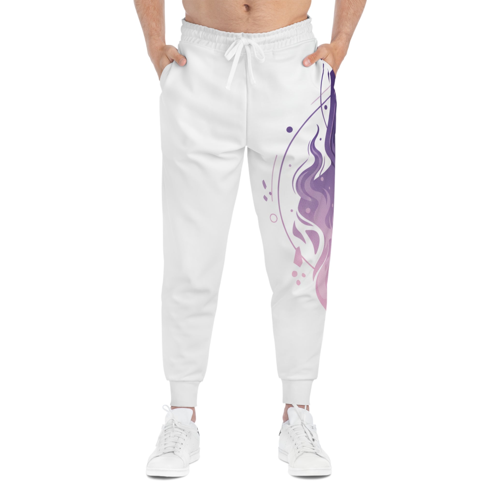 Mystic Gradient Flame Joggers  Purple Ombre Athletic Sweatpants, 95% polyester, 5% spandex