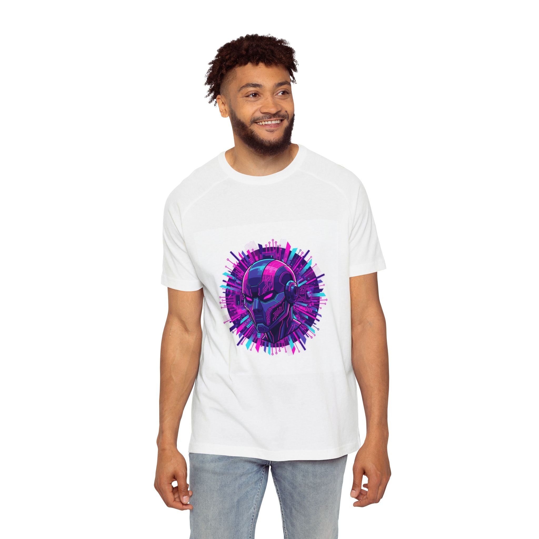 Cyberpunk Helmet T-Shirt  Neon Retro Sci‑Fi Graphic Tee