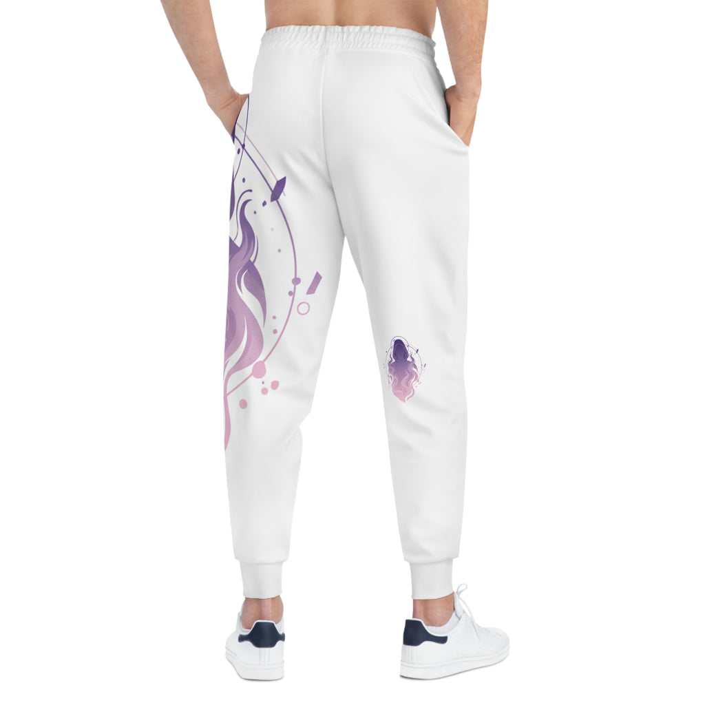 Mystic Gradient Flame Joggers  Purple Ombre Athletic Sweatpants, 95% polyester, 5% spandex