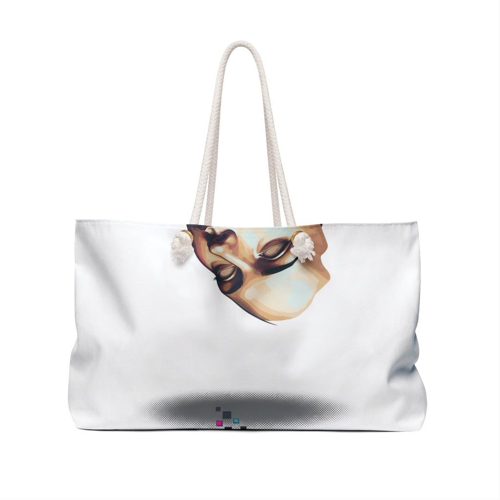 Abstract Digital Face Weekender Bag Modern Art Travel Tote