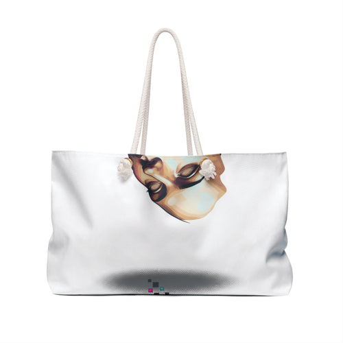 Abstract Digital Face Weekender Bag Modern Art Travel Tote