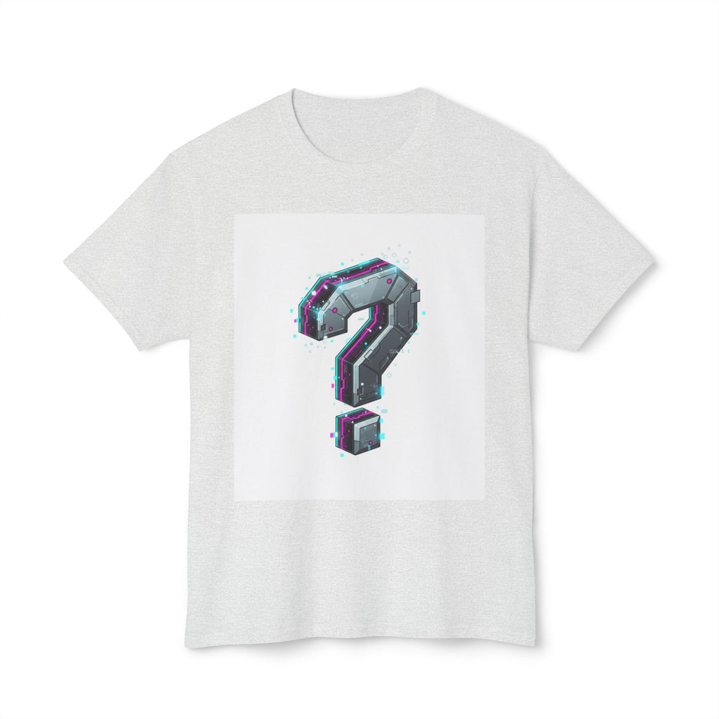 Question Mark Graphic T-Shirt  Retro Chrome Pixel Art Tee (100% preshrink cotton)