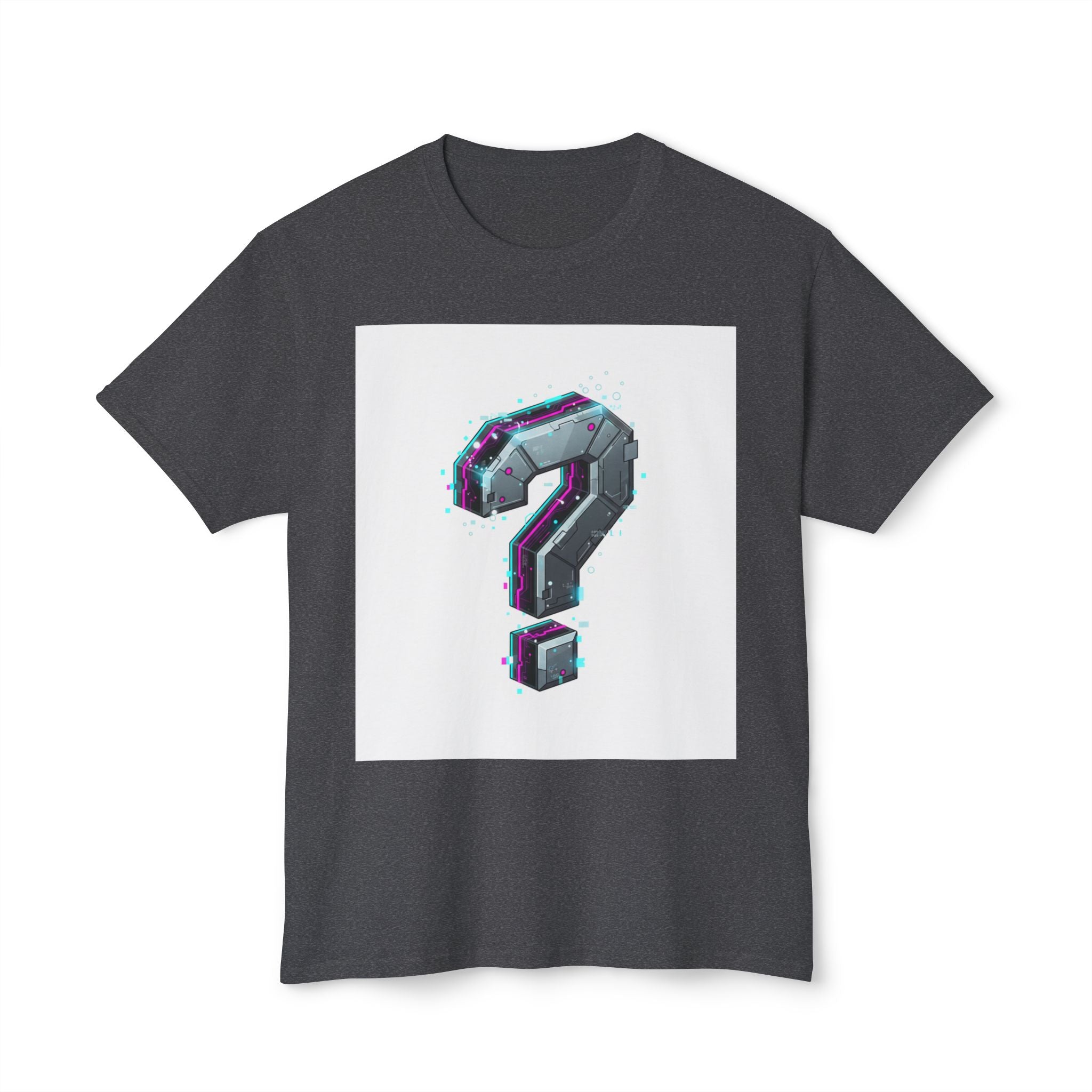 Question Mark Graphic T-Shirt  Retro Chrome Pixel Art Tee (100% preshrink cotton)