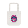 Graphic Tote Bag  Retro Neon Open Mouth Design 100% cotton canvas
