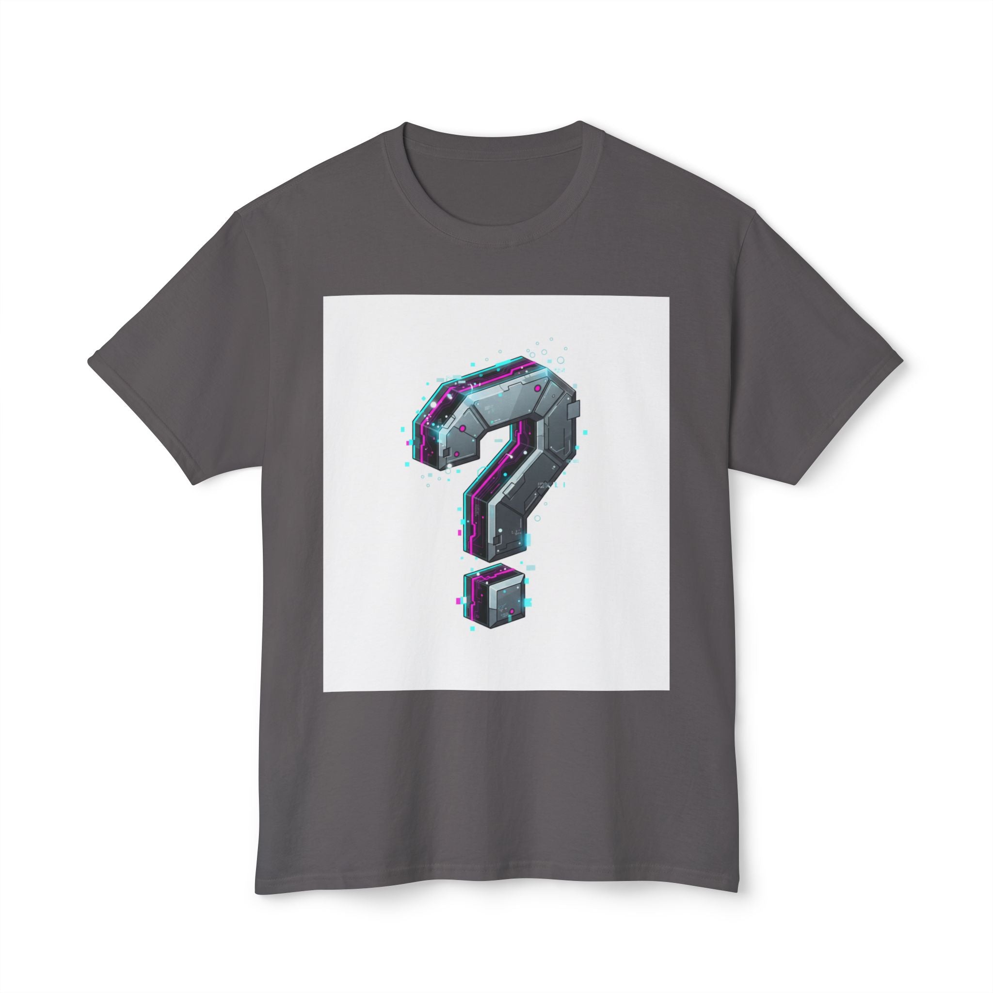 Question Mark Graphic T-Shirt  Retro Chrome Pixel Art Tee (100% preshrink cotton)